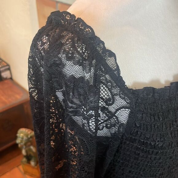 Baltic Born Black Lace Smocked Tiered Maxi Dress, size M/L - Picture 6 of 14